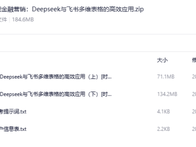 AI赋能金融营销：Deepseek与飞书多维表格的高效应用 184.9GB
