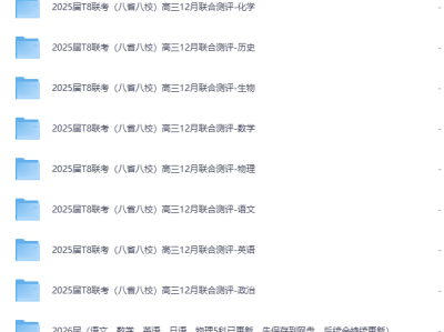 2025届T8联考（八省八校）高三12月联合测评全科真题试卷及答案【合集】